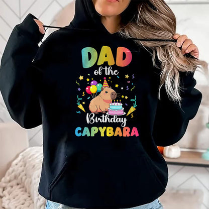 Cute Capybara Shirt, Funny Capybara Unisex T-Shirt/Hoodie/Sweatshirt HLT00 - Dad of The Birthday Girl Capybara Bday Party Family T-Shirt