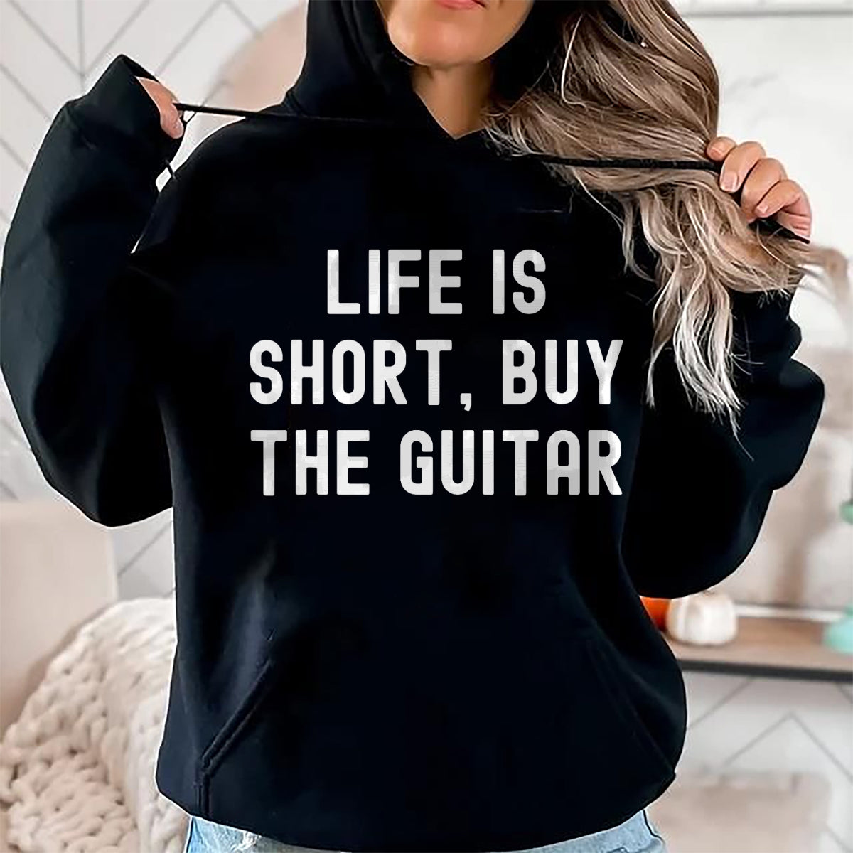Guitar Lover Shirt, Funny Guitar UnisexT-Shirt/Hoodie/Sweatshirt HLT00 - Life Is Short, Buy The Guitar Funny Quote T-Shirt (1)