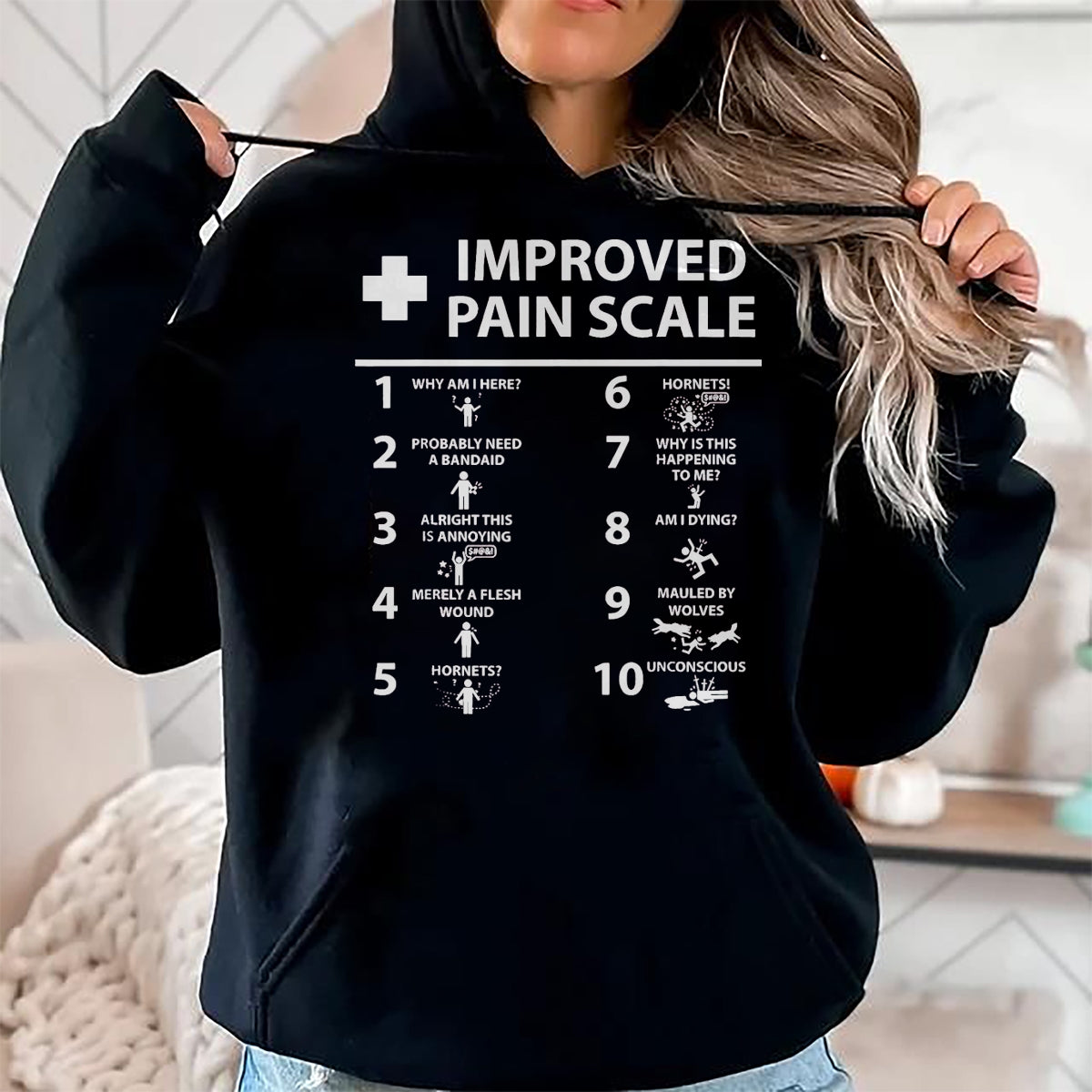 Best Doctor Shirt, Funny Doctor UnisexT-Shirt/Hoodie/Sweatshirt HLT00 - Improved Pain Scale Healthcare Nurse Pain Level Chart Doctor T-Shirt, Men, Black, 3X-Large