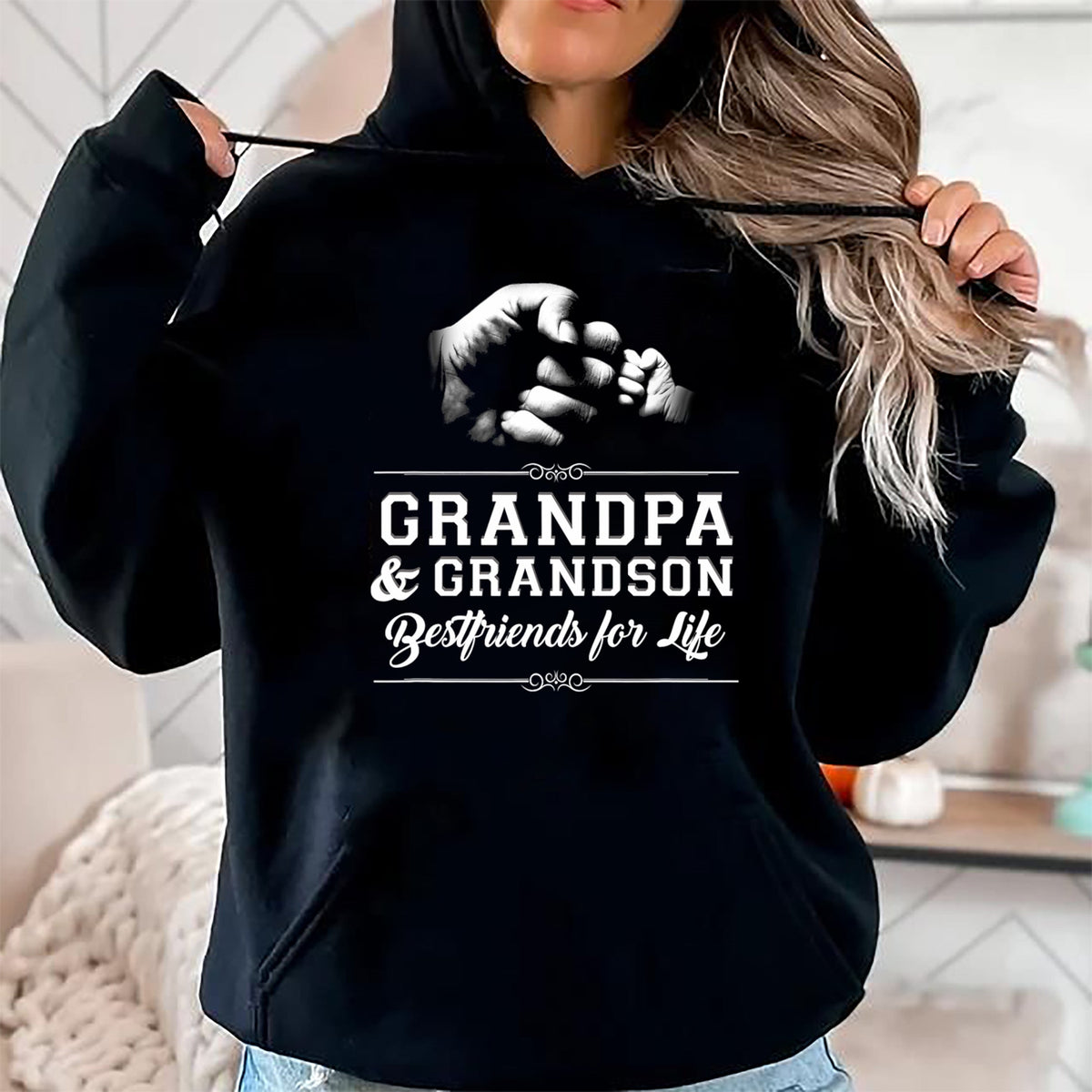 Best Grandpa Shirt, Proud Grandpa Unisex T-Shirt/Hoodie/Sweatshirt HLT00 - Grandfather Grandson Friends Fist Bump Shirt Grandpa Grandad T-Shirt