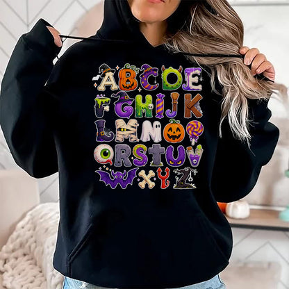 Best Teacher Shirt, Funny Teacher UnisexT-Shirt/Hoodie/Sweatshirt HLT00 - ABCs Learning Kindergarten Teacher Funny Halloween Alphabet T-Shirt