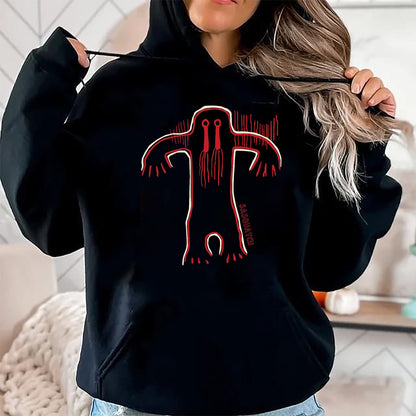 Native American T-Shirts, Vintage Native American Unisex T-Shirt/Hoodie/Sweatshirt HLT00 - Native American Bigfoot -Sasquatch Petroglyph Cave Art