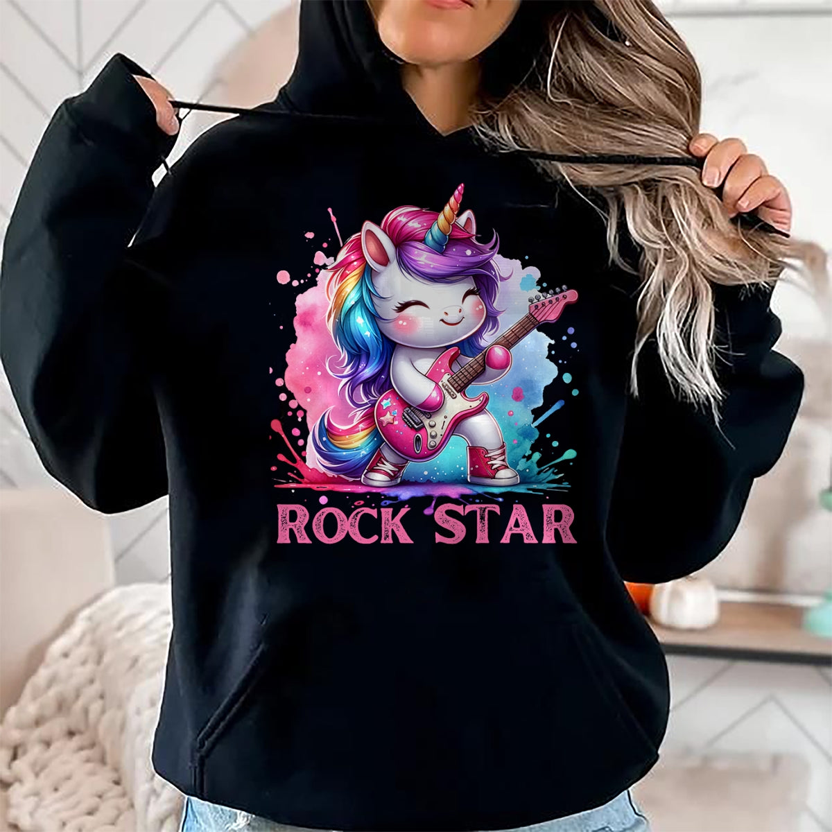 Guitar Lover Shirt, Funny Guitar UnisexT-Shirt/Hoodie/Sweatshirt HLT00 - Cute Unicorn Rock Star Guitar Rockin_ Music Singer T-Shirt