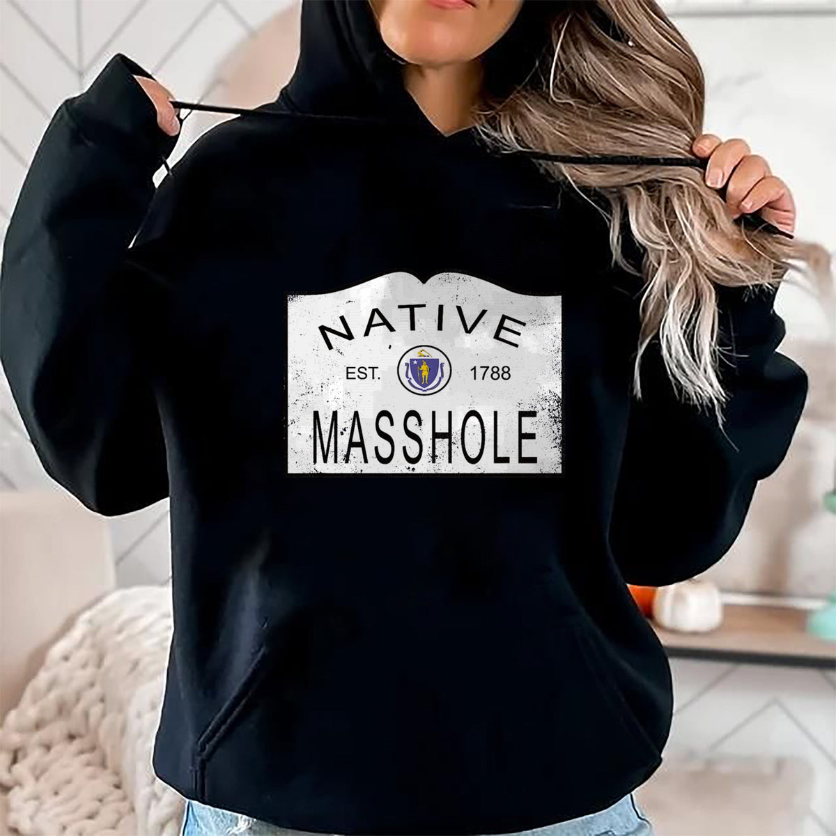 Native American T-Shirts, Vintage Native American Unisex T-Shirt/Hoodie/Sweatshirt HLT00 - Native Masshole Massachusetts MA 1788 Vintage Distressed