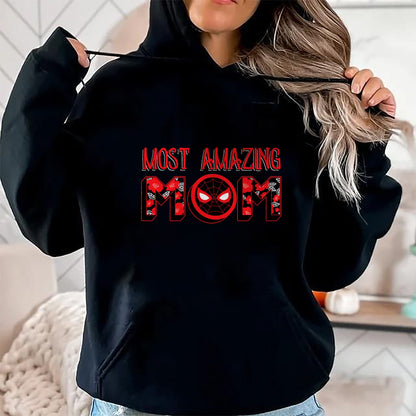 Gift for Mom Shirt, Funny Mom Unisex T-Shirt/Hoodie/Sweatshirt HLT00 - Marvel Mothers Day Spider-Man Most Amazing Mom Chest Logo T-Shirt