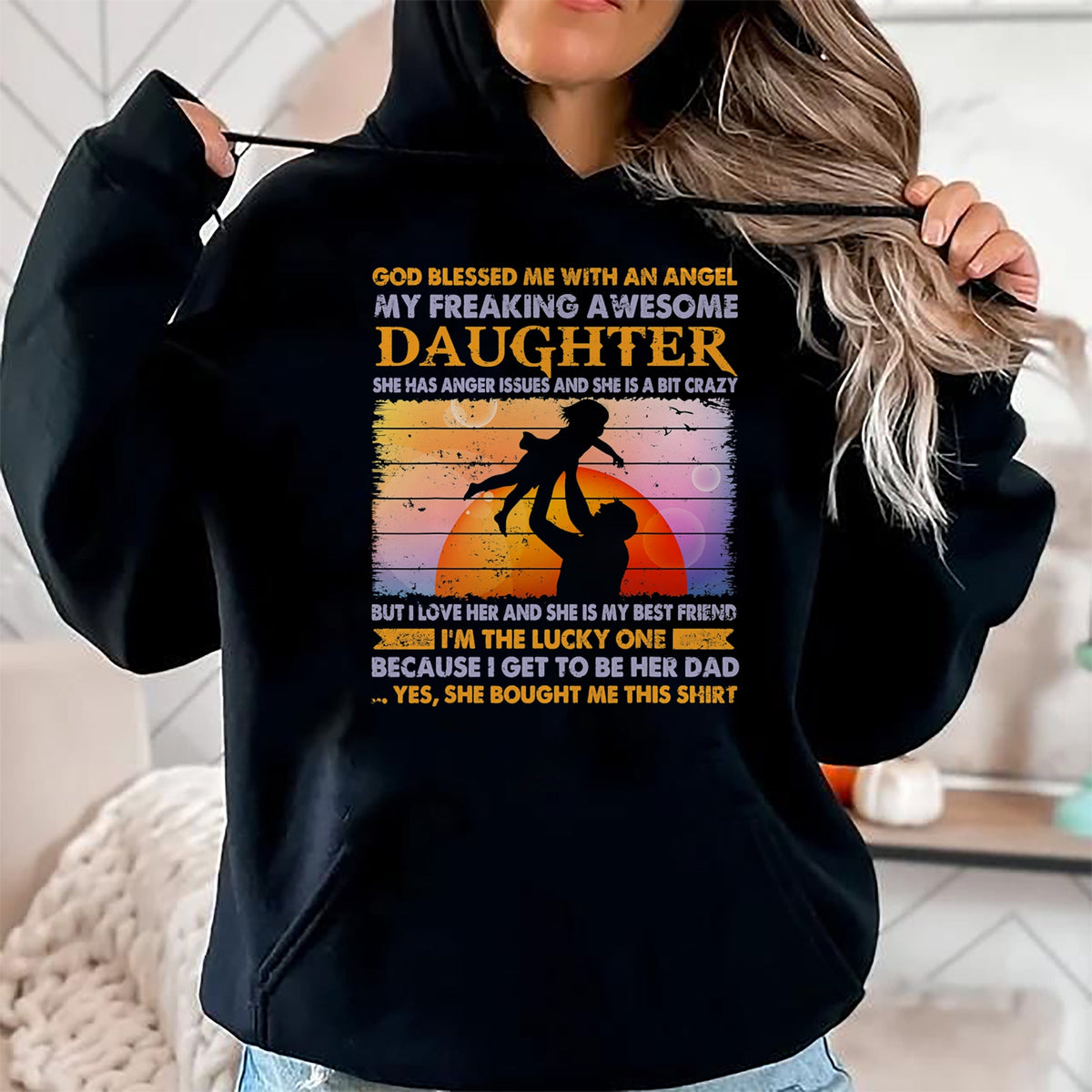 Gift for Dad Shirt, Funny Dad Unisex T-Shirt/Hoodie/Sweatshirt HLT00 – Father_s day from daughter blessed lucky dad T-Shirt