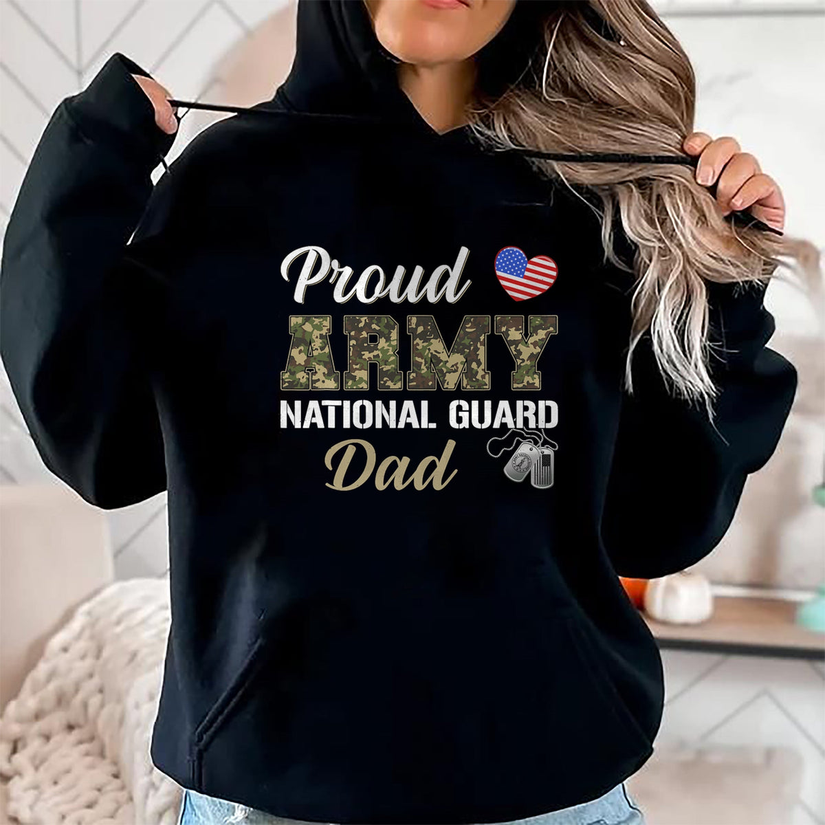 Gift for Dad Shirt, Funny Dad Unisex T-Shirt/Hoodie/Sweatshirt HLT00 – Vintage Proud Army National Guard Dad Military Pride Costume T-Shirt