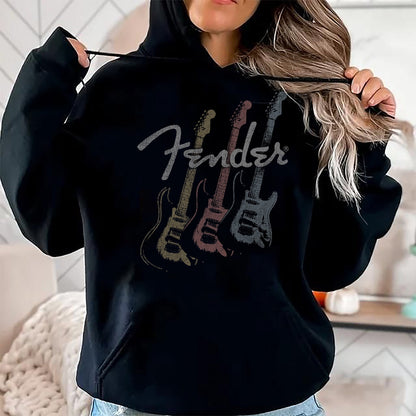Guitar Lover Shirt, Funny Guitar UnisexT-Shirt/Hoodie/Sweatshirt HLT00 - Fender Stacked Guitar Faded Logo T-Shirt