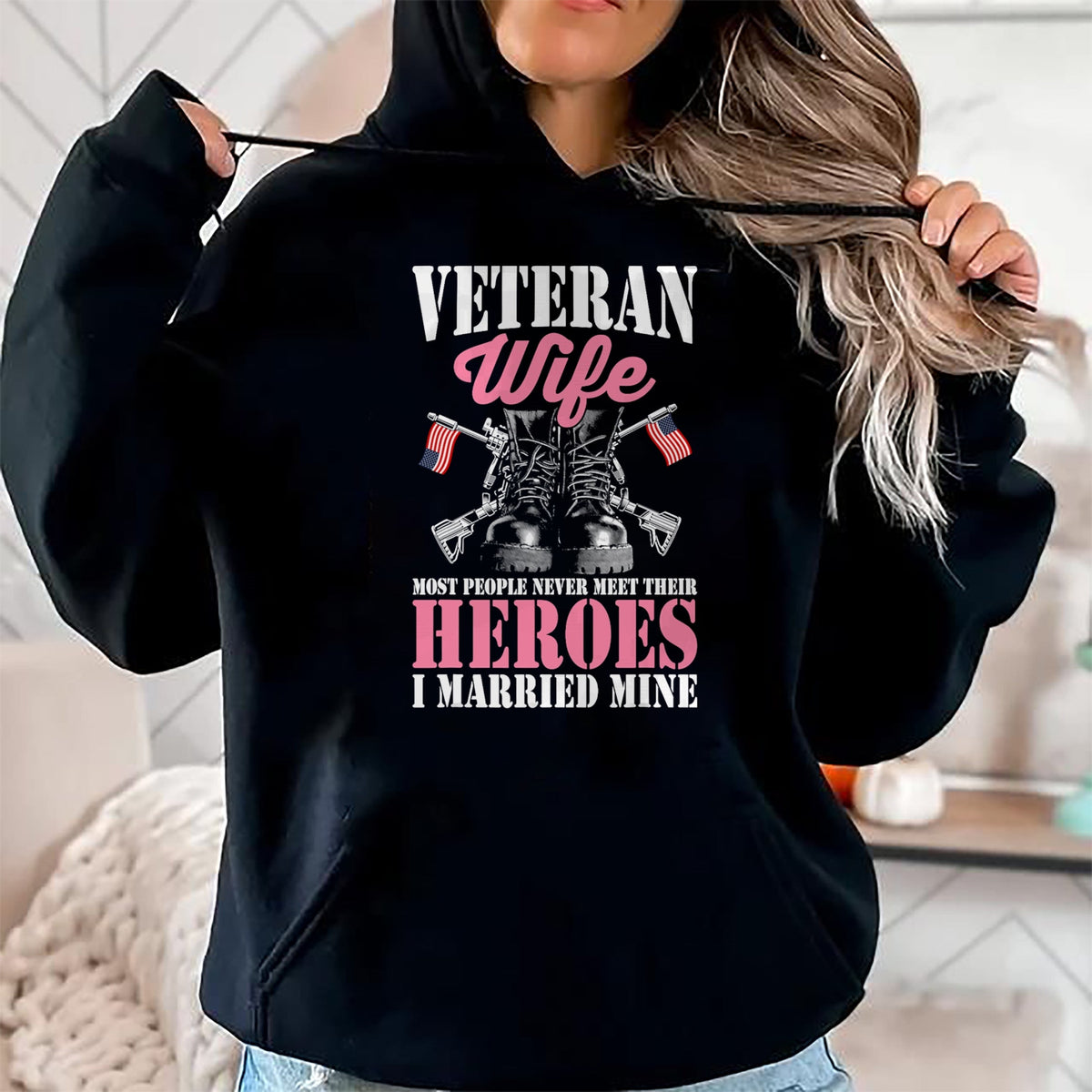 Best Wife Shirt, Wife and Husband Unisex T-Shirt/Hoodie/Sweatshirt HLT00 - Gift for wife T shirt, lucky wife   Veteran Wife Married Mine Proud Military Veteran Husband T-Shirt