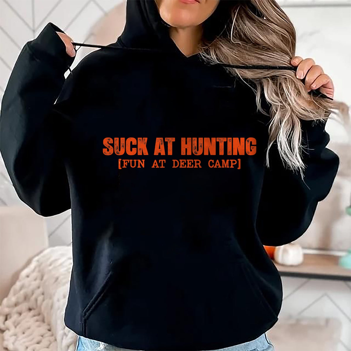 Funny Hunting Shirt, Gift For Hunting Lover Unisex T-Shirt/Hoodie/Sweatshirt HLT00 - Suck at Hunting Fun at Deer Camp for Men Women Funny Hunting T-Shirt