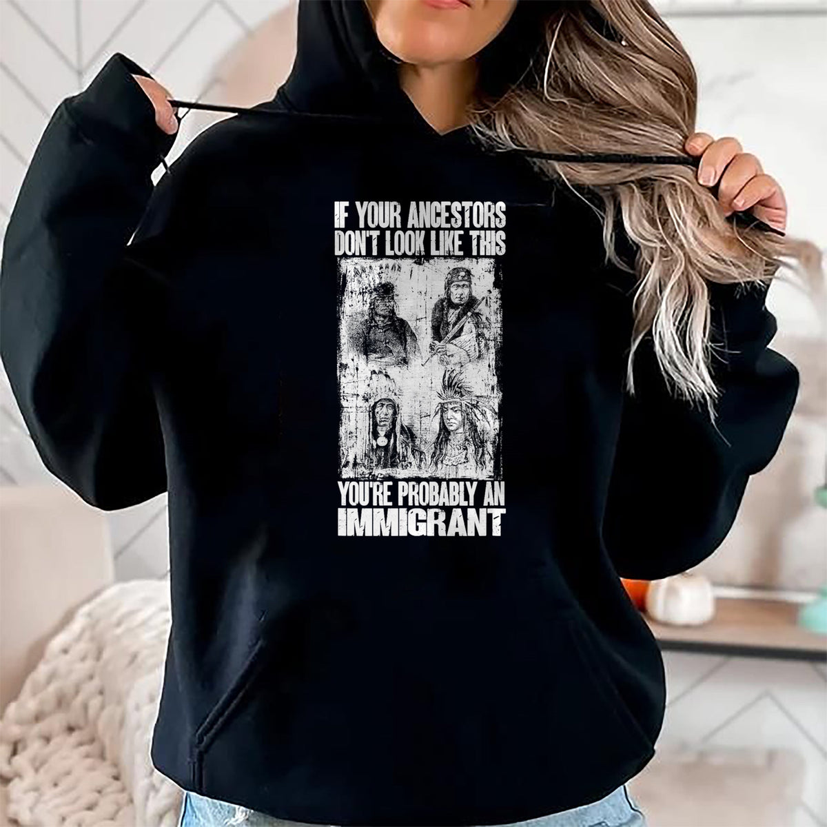 Native American T-Shirts, Vintage Native American Unisex T-Shirt/Hoodie/Sweatshirt HLT00 - Native American You Are Probably An Immigrant Indian