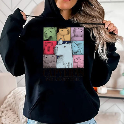 Cute Capybara Shirt, Funny Capybara Unisex T-Shirt/Hoodie/Sweatshirt HLT00 - Capyeras Funny Cute Capybara Color Concert Tour Cute Animals T-Shirt