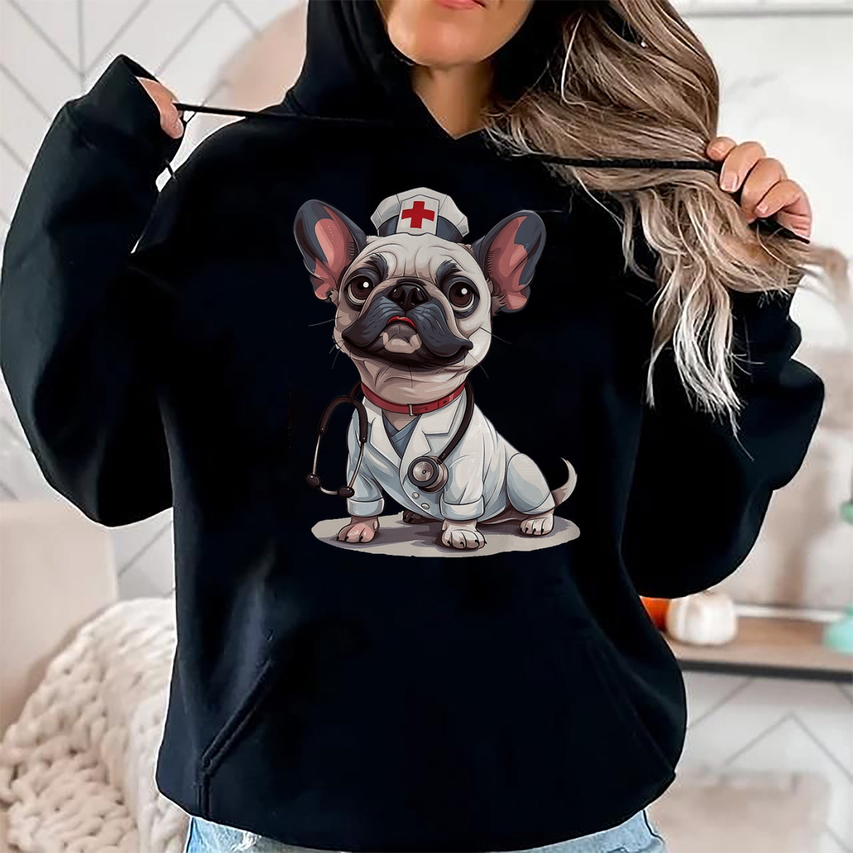 Best Doctor Shirt, Funny Doctor UnisexT-Shirt/Hoodie/Sweatshirt HLT00 - French Bulldog Nurse Dog Doctor Stethoscope T-Shirt
