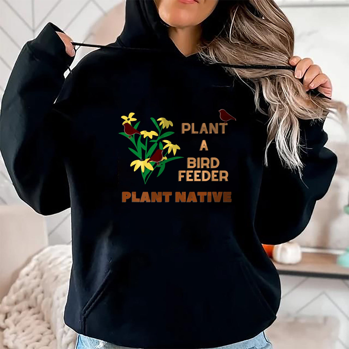 Native American T-Shirts, Vintage Native American Unisex T-Shirt/Hoodie/Sweatshirt HLT00 - Plant a Birdfeeder- Plant Native