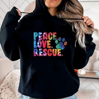 Dog Love Shirt, Dog Lover Gift T-Shirt/Hoodie/Sweatshirt HLT00 - Peace Love Rescue Dog Lover Parent Adopted Tie Dye T-Shirt