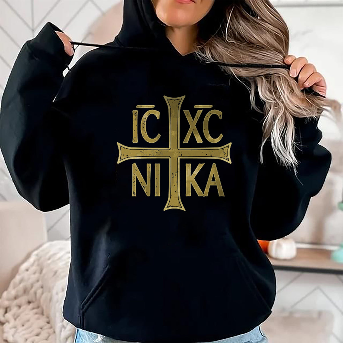 Christian Tee, Christian Faith Unisex T-Shirt/Hoodie/Sweatshirt HLT00 - ICXC NIKA Christogram Cross Orthodox Christian Discreet T-Shirt