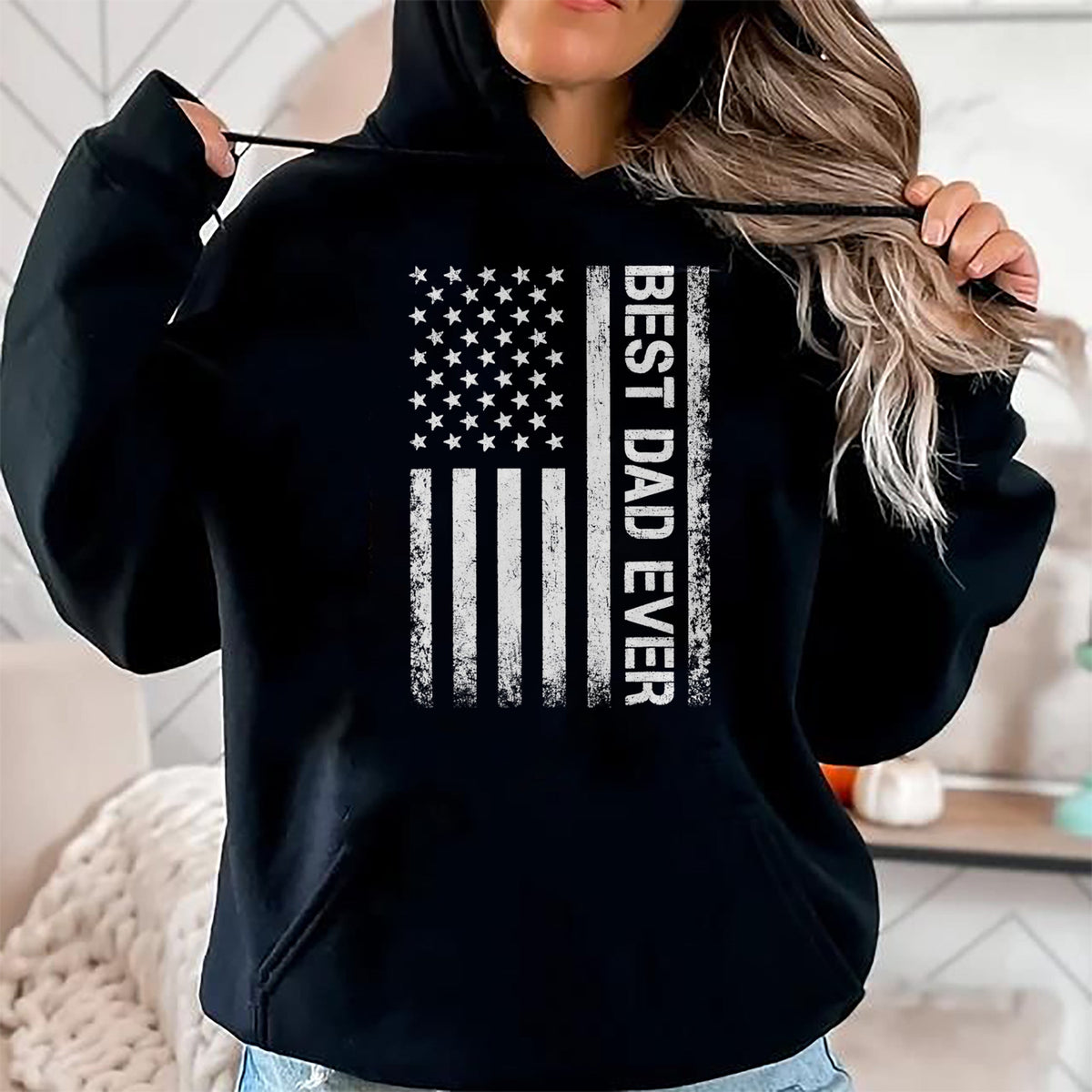 Gift for Dad Shirt, Funny Dad Unisex T-Shirt/Hoodie/Sweatshirt HLT00 – Best dad ever US American flag gift for father_s day T-Shirt