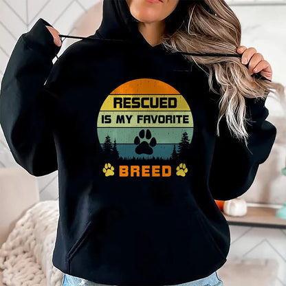 Dog Love Shirt, Dog Lover Gift T-Shirt/Hoodie/Sweatshirt HLT00 - Love Dogs Rescue Rescued Is My Favorite Breed Vintage Paw T-Shirt