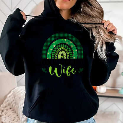 Best Wife Shirt, Wife and Husband Unisex T-Shirt/Hoodie/Sweatshirt HLT00 - Gift for wife T shirt, lucky wife   Womens One Lucky Wife Rainbow Irish St Patricks Day Shamrock Tan