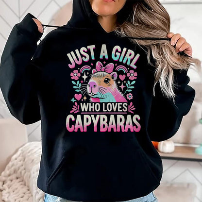 Cute Capybara Shirt, Funny Capybara Unisex T-Shirt/Hoodie/Sweatshirt HLT00 - Capybara Just a Girl who loves Capybaras T-Shirt (3)