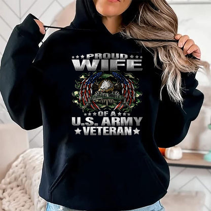 Best Wife Shirt, Wife and Husband Unisex T-Shirt/Hoodie/Sweatshirt HLT00 - Gift for wife T shirt, lucky wife   Proud Wife Of A US Army Veteran Military Vet's Spouse T-Shirt