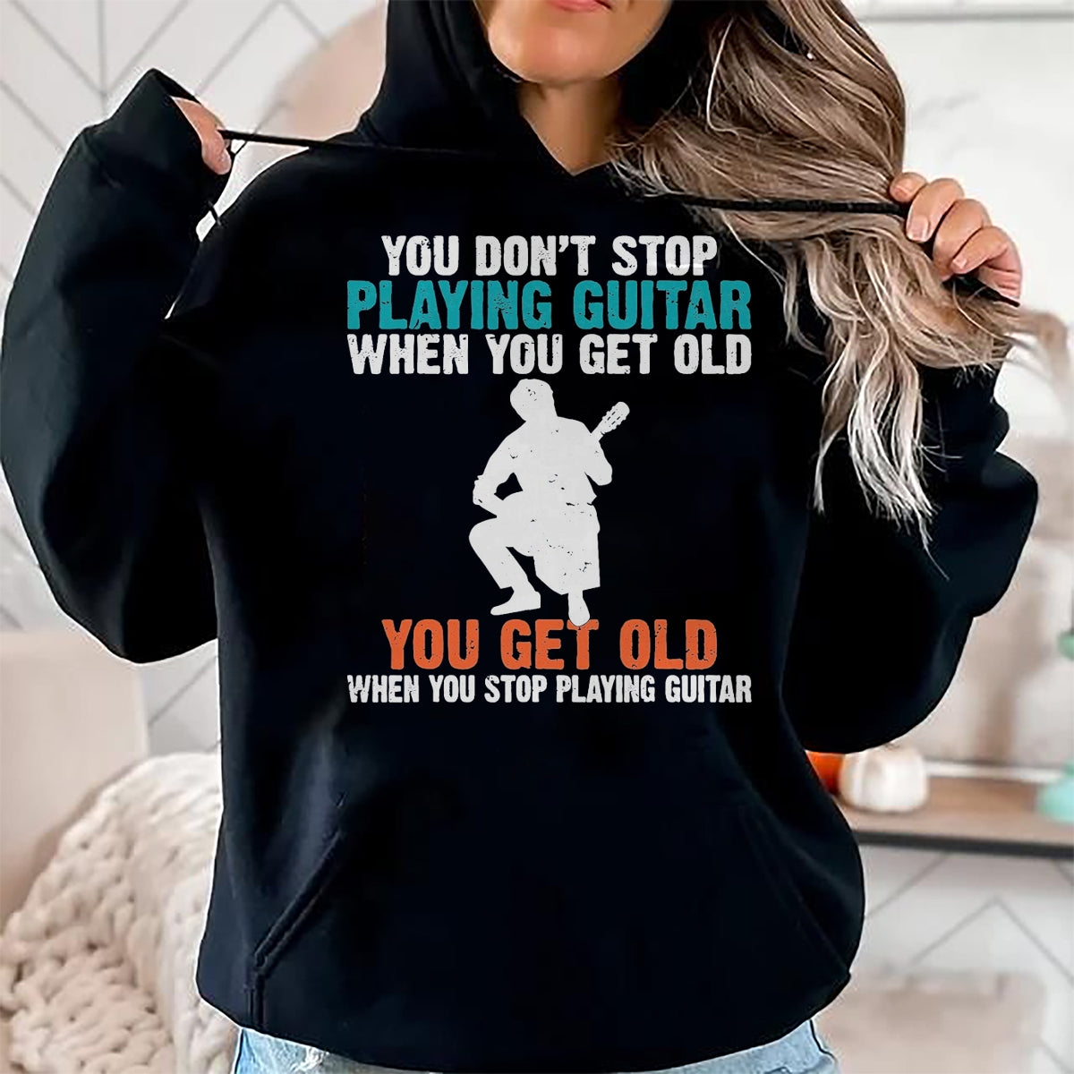 Guitar Lover Shirt, Funny Guitar UnisexT-Shirt/Hoodie/Sweatshirt HLT00 - You Dont Stop Playing Guitar When You get Old Guitar Player T-Shirt, Men, Black, 3X-Large