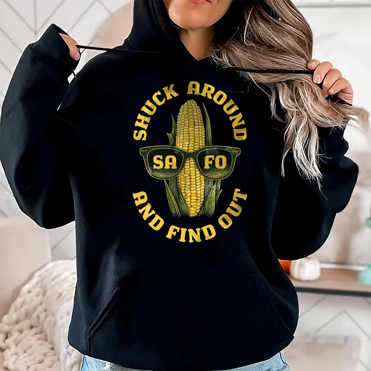 Best Farmer Life Shirt, Funny Farmer UnisexT-Shirt/Hoodie/Sweatshirt HLT00 - Funny Shuck Around and Find Out SAFO Farmers Corn Sunglasses T-Shirt