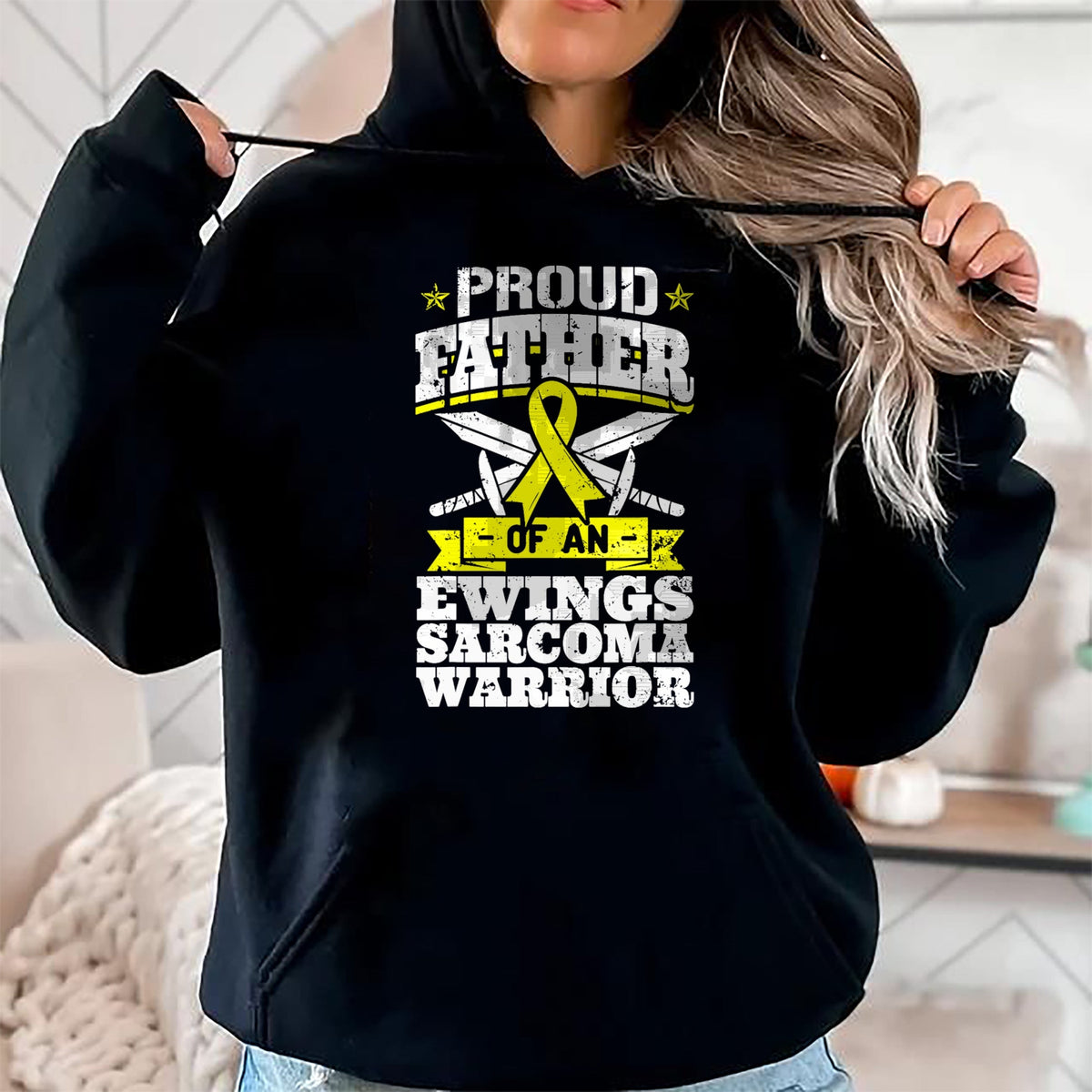 Gift for Dad Shirt, Funny Dad Unisex T-Shirt/Hoodie/Sweatshirt HLT00 – Proud Father Of An Ewings Sarcoma Warrior Awareness Ribbon T-Shirt