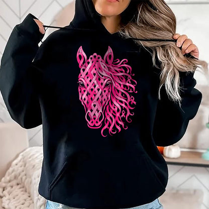 Best Horse Lover Shirt , Funny Horse UnisexT-Shirt/Hoodie/Sweatshirt HLT00 - Pink Ribbon Horse Breast Cancer Awareness T-Shirt