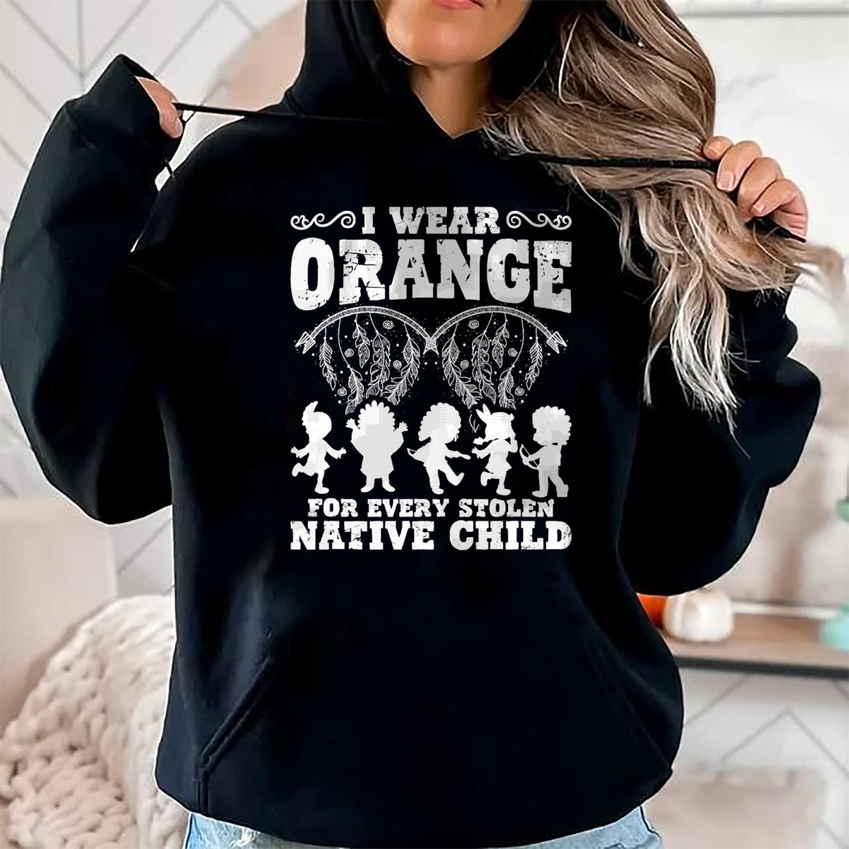 Native American T-Shirts, Vintage Native American Unisex T-Shirt/Hoodie/Sweatshirt HLT00 - Indian Pride Native American Orange For Native Child