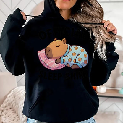 Cute Capybara Shirt, Funny Capybara Unisex T-Shirt/Hoodie/Sweatshirt HLT00 - Cute Kawaii Sleeping Capybara Official Sleepshirt Nightgown T-Shirt