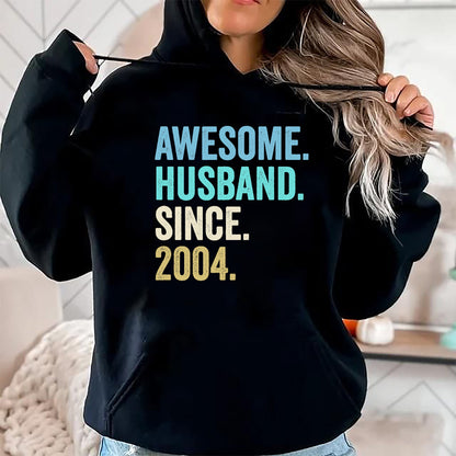 Best Wife Shirt, Wife and Husband Unisex T-Shirt/Hoodie/Sweatshirt HLT00 - Awesome Husband Since 2004 20th wedding anniversary 20 years T-Shirt (1)