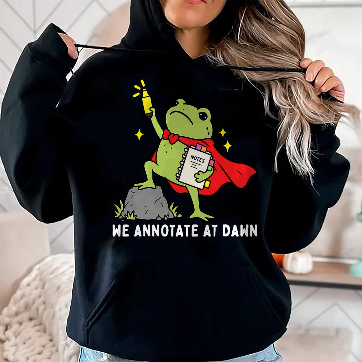 Best Teacher Shirt, Funny Teacher UnisexT-Shirt/Hoodie/Sweatshirt HLT00 - We Annotate At Dawn English Teacher Funny Frog Reader T-Shirt