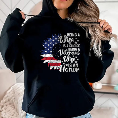 Best Wife Shirt, Wife and Husband Unisex T-Shirt/Hoodie/Sweatshirt HLT00 - Gift for wife T shirt, lucky wife   Patriotic Veterans Day Being A Veterans Wife Is An Honor T-Shirt