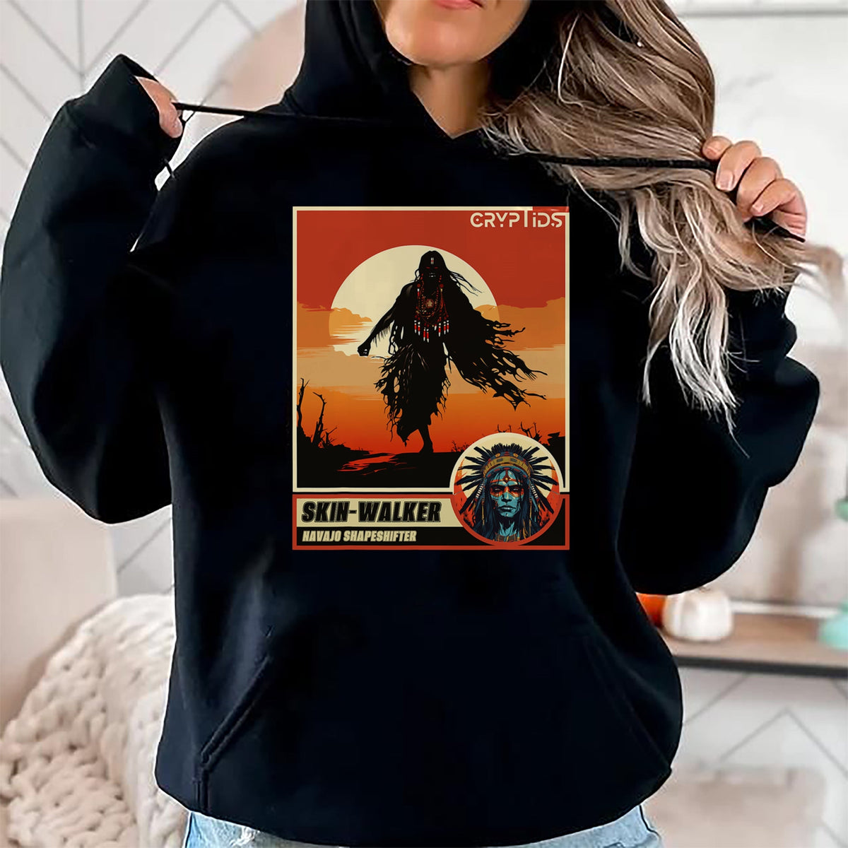Native American T-Shirts, Vintage Native American Unisex T-Shirt/Hoodie/Sweatshirt HLT00 - Native American Folklore Cryptid Skinwalker