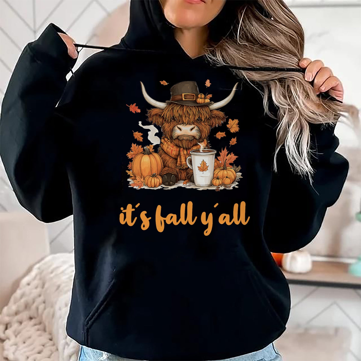 Best Thanksgiving Family Shirt , Funny Thanksgiving UnisexT-Shirt/Hoodie/Sweatshirt HLT00 - Scottish Highland Cow Fall Thanksgiving it´s Fall yáll T-Shirt