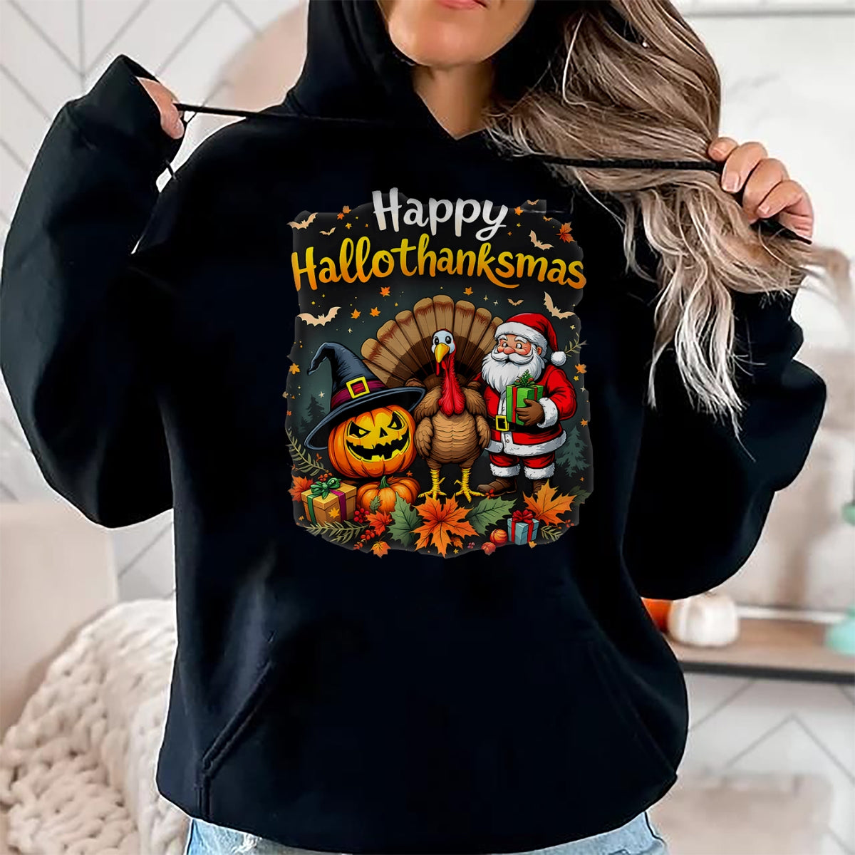 Best Thanksgiving Family Shirt , Funny Thanksgiving UnisexT-Shirt/Hoodie/Sweatshirt HLT00 - Happy Hallothanksmas Thanksgiving Halloween Merry Christmas T-Shirt