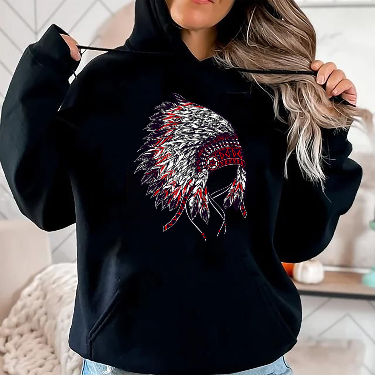 Native American T-Shirts, Vintage Native American Unisex T-Shirt/Hoodie/Sweatshirt HLT00 - Indian Headdress - Native American Roots Indigenous