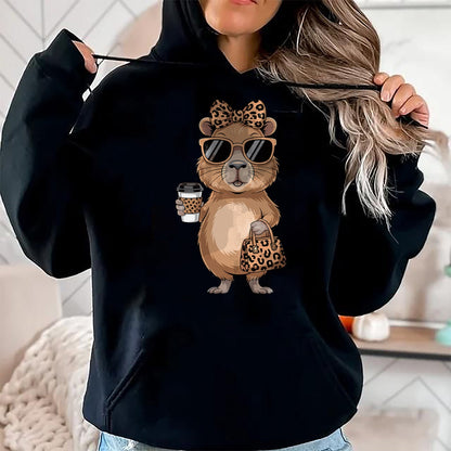 Cute Capybara Shirt, Funny Capybara Unisex T-Shirt/Hoodie/Sweatshirt HLT00 - Fashion Funny Leopard Capybara Coffee Cute Women Girls T-Shirt