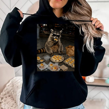 Best Thanksgiving Family Shirt , Funny Thanksgiving UnisexT-Shirt/Hoodie/Sweatshirt HLT00 - Raccoon Eating Deviled Eggs Funny Thanksgiving Humor T-Shirt