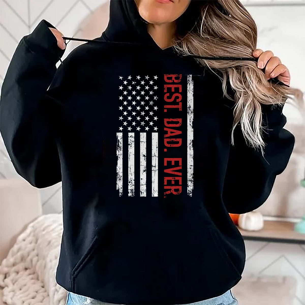 Gift for Dad Shirt, Funny Dad Unisex T-Shirt/Hoodie/Sweatshirt HLT00 – Best dad ever US american flag gift for father_s day Short Sleeve T-Shirt