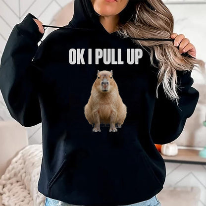 Cute Capybara Shirt, Funny Capybara Unisex T-Shirt/Hoodie/Sweatshirt HLT00 - OK I Pull Up Capybara Meme Funny Chill Capy Lover Tee T-Shirt