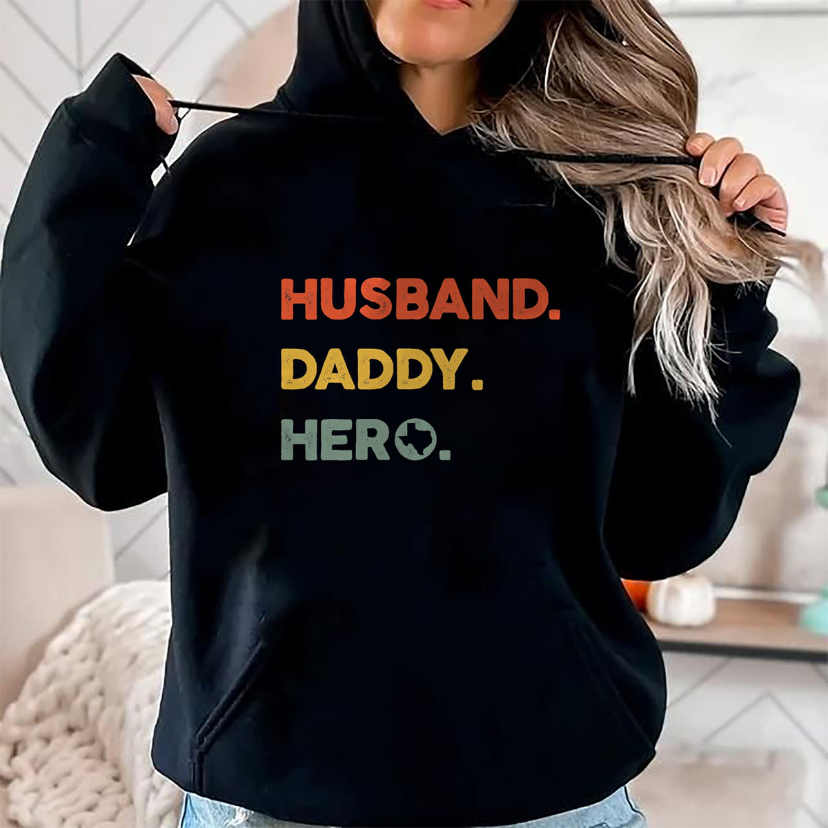 Gift for Dad Shirt, Funny Dad Unisex T-Shirt/Hoodie/Sweatshirt HLT00 – Mens Husband daddy hero Tee Proud Texas Map dad father_s day T-Shirt