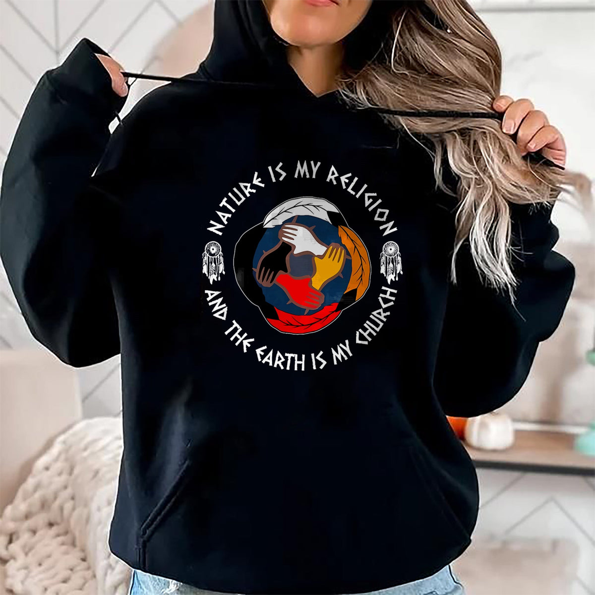 Native American T-Shirts, Vintage Native American Unisex T-Shirt/Hoodie/Sweatshirt HLT00 - Nature Is My Religion And Earth Is My Church Native American
