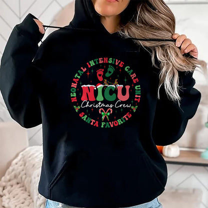 Funny Nurse Shirt, Nurse Unisex T-Shirt/Hoodie/Sweatshirt HLT00 - NICU Christmas Crew NICU Nurse Santa Favorite Xmas Costume T-Shirt