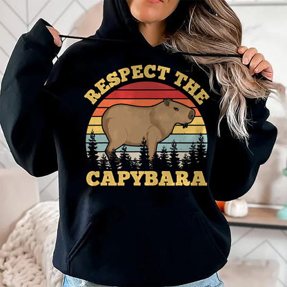 Cute Capybara Shirt, Funny Capybara Unisex T-Shirt/Hoodie/Sweatshirt HLT00 - Respect The Capybara Funny Capibara Rodent Animal Lover T-Shirt