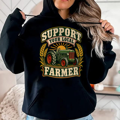 Best Farmer Life Shirt, Funny Farmer UnisexT-Shirt/Hoodie/Sweatshirt HLT00 - Support Your Local Farmer Vintage Tractor Wheat Sunrise Farm T-Shirt