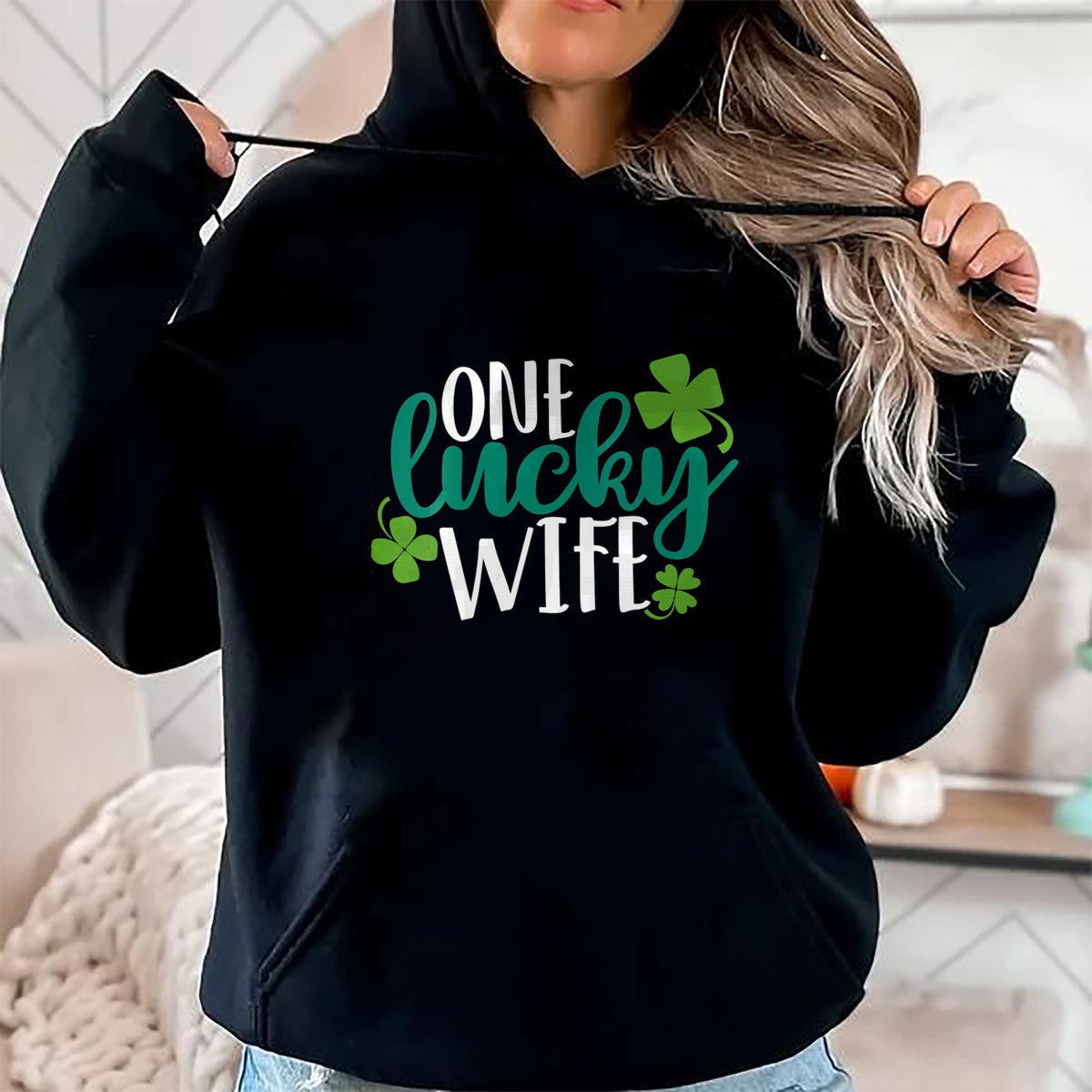Best Wife Shirt, Wife and Husband Unisex T-Shirt/Hoodie/Sweatshirt HLT00 - Gift for wife T shirt, lucky wife   Womens One Lucky Wife Irish St Patricks Day Womens Girls Funny G
