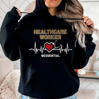 Best Doctor Shirt, Funny Doctor UnisexT-Shirt/Hoodie/Sweatshirt HLT00 - Healthcare Worker Essential Heartbeat Nursing Leopard T-Shirt