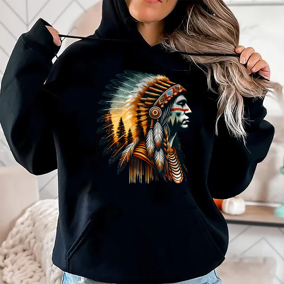 Native American T-Shirts, Vintage Native American Unisex T-Shirt/Hoodie/Sweatshirt HLT00 - Cool Native American Indian Chief Men Women Design